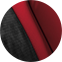Closeup of red leather with black Ultrasuede™. / Gros plan sur le cuir rouge avec Ultrasuède<sup>MD</sup> noir 