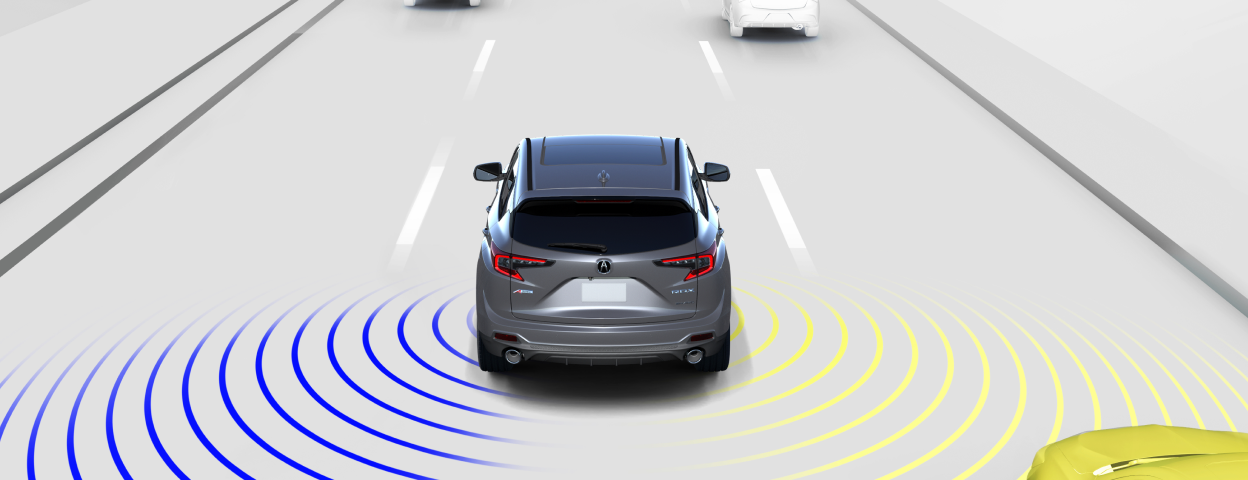 Vue arrière d’un RDX qui émet des ondes de capteur.