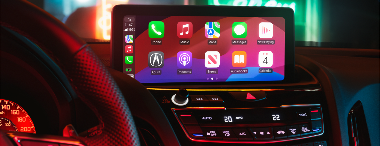 Gros plan de l’affichage central HD sur l’écran d’accueil.