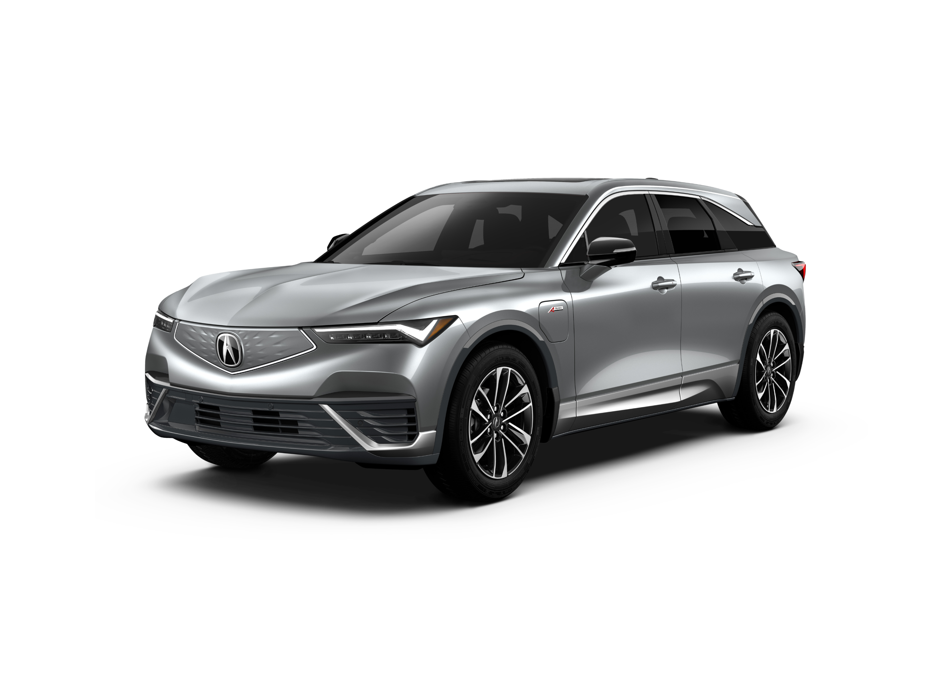 ¾ driver side front facing view of 2024 ZDX A-SPEC model in Mercury Silver Metallic colour